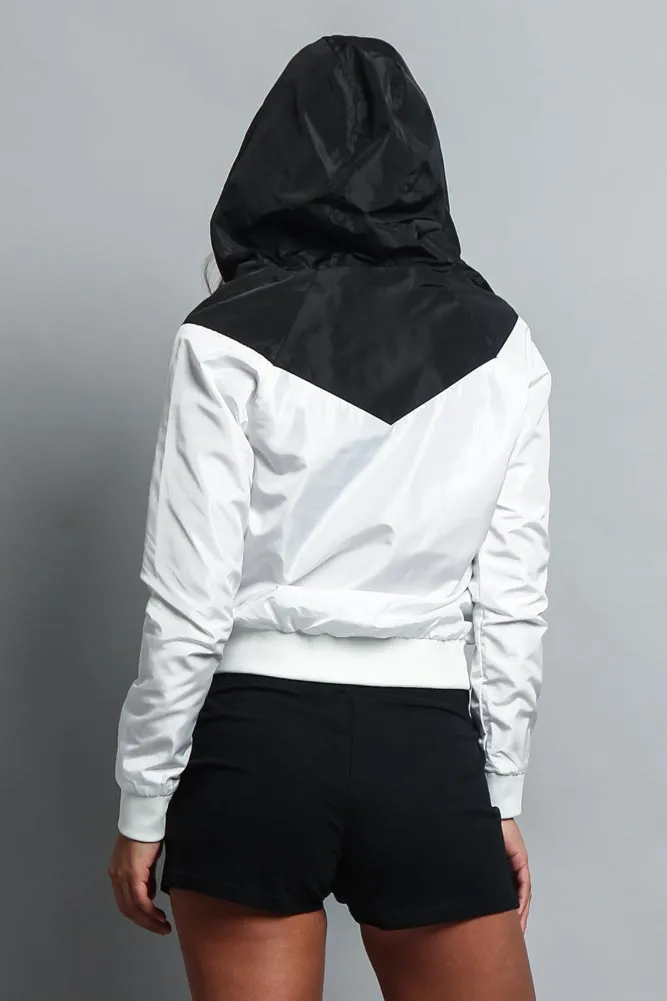 Women's Color Block Hooded Windbreaker Jacket