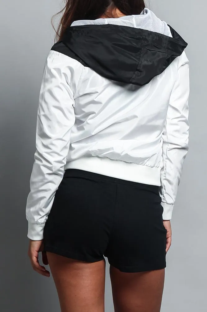 Women's Color Block Hooded Windbreaker Jacket