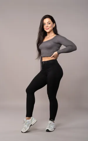 Womens Contour Mid Waisted Fitjeans - Black