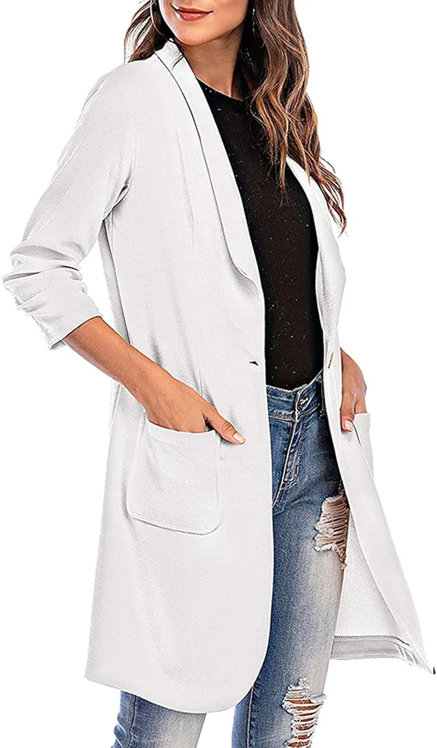 Womens Fall Fashion 2024 Long Sleeve Maxi Cardigan Open Front Oversized Coat Casual Lapel Warm Overcoat with Pockets