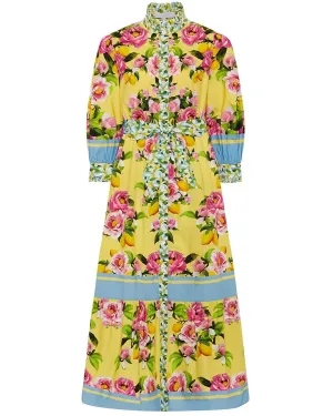 Yellow Peonia Demi Cotton Shirt Dress