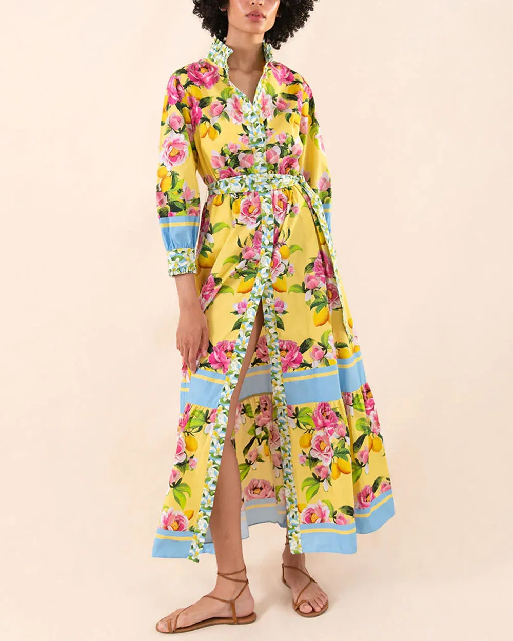 Yellow Peonia Demi Cotton Shirt Dress